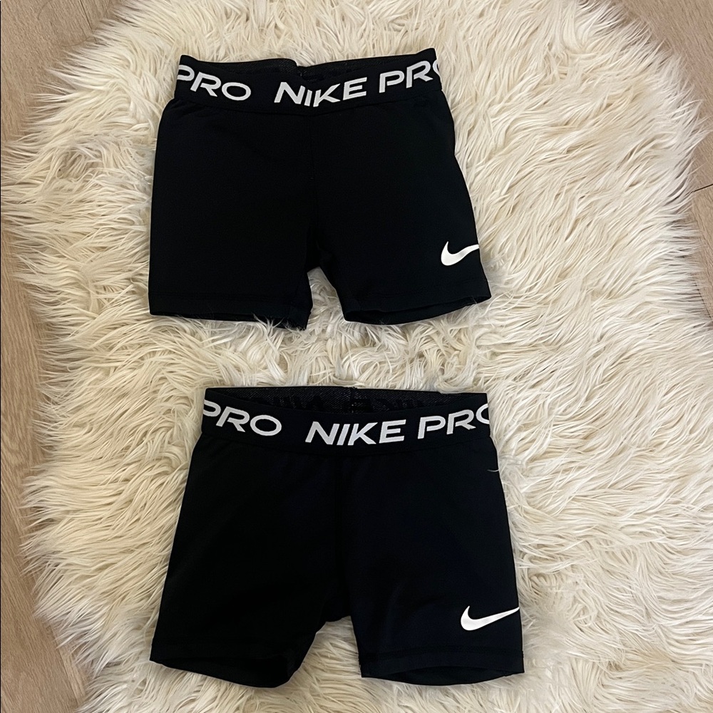 Nike Kids Black Pro Shorts with White Logo
